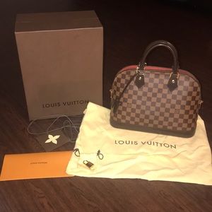 LOUIS VUITTON Damier Ebene Alma PM with 16mm Strap
